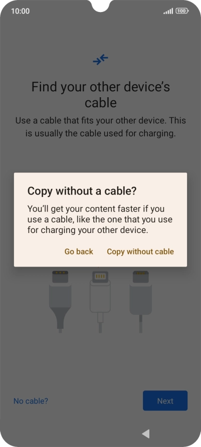 Press Copy without cable.