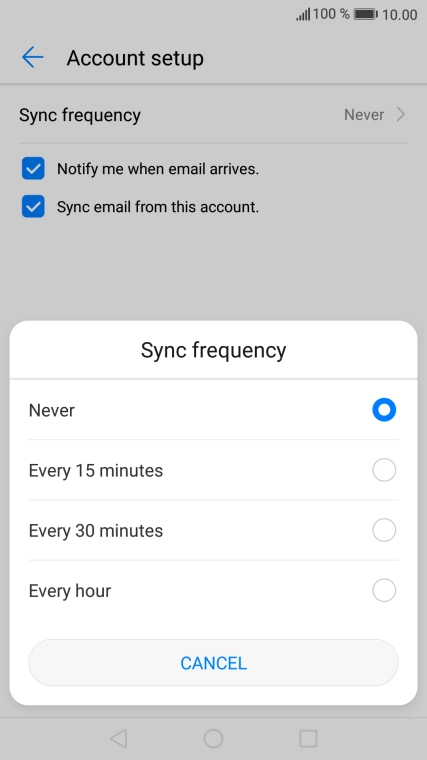 Press the required setting.