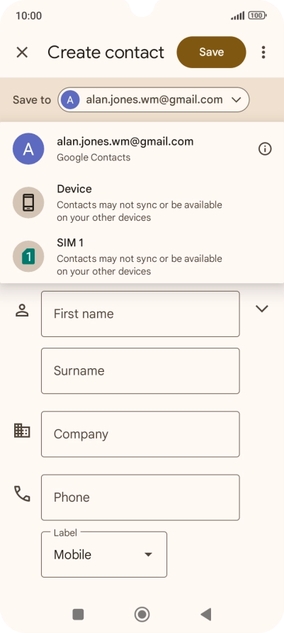 Press the required Google account.