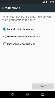Press the required setting.