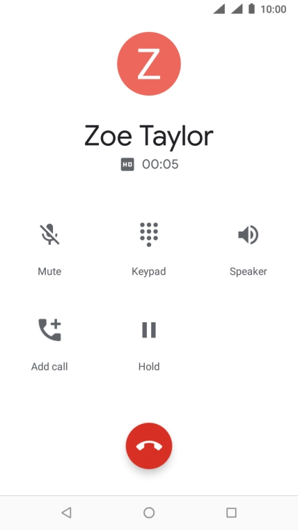 Press the end call icon.
