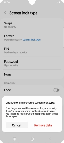 Press Remove data.