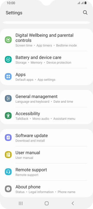 Press Battery and device care.