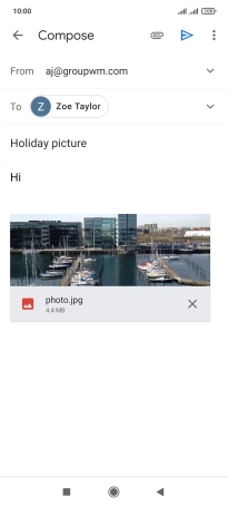 Press the send icon when you've finished your email message.