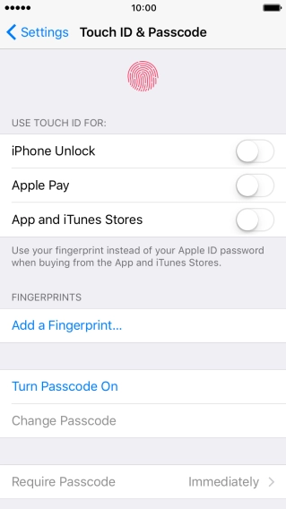 Press Turn Passcode On and key in a phone lock code of your own choice twice.