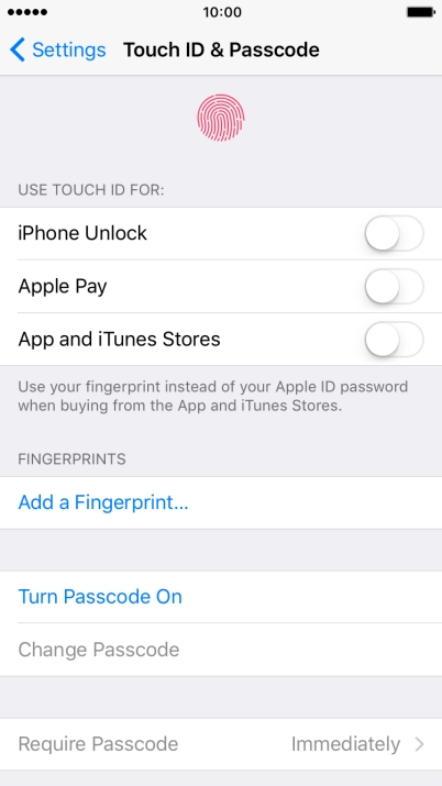 Press Turn Passcode On and key in a phone lock code of your own choice twice.