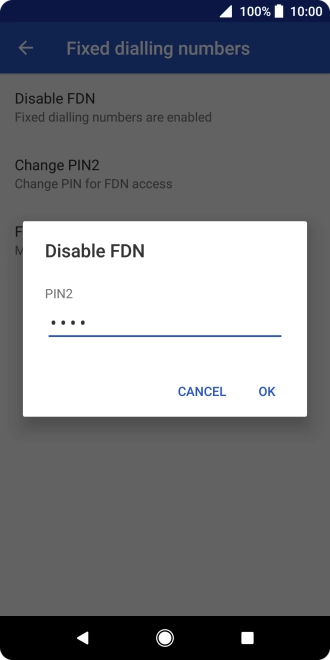 Key in your PIN2 and press OK.
