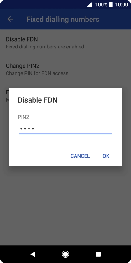 Key in your PIN2 and press OK.