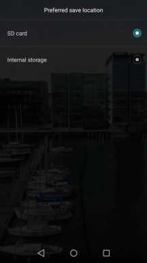 Press Internal storage to save your video clips in the phone memory.