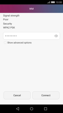 Key in the password for the Wi-Fi network and press Connect.