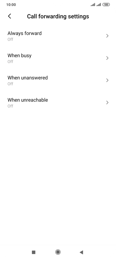 Press the required divert type.