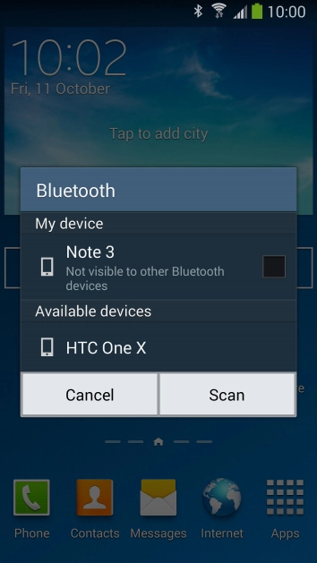 Press the required Bluetooth device and follow the instructions on the screen to pair the device with your phone.