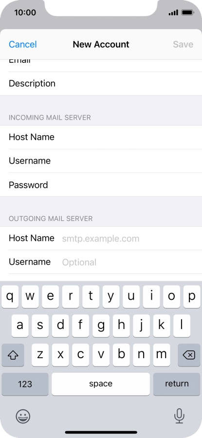 Press Host Name and key in mail.vodafone.ie.