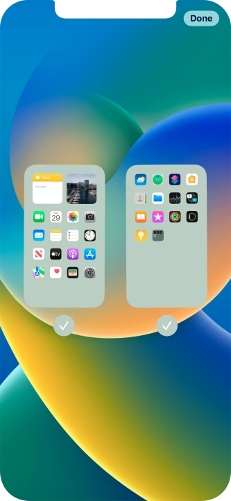Press the fields below the required home screens to select or deselect them.