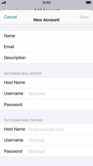 Press Username and key in the username for your email account.