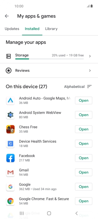 Press the required app.