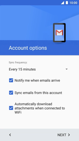 If this screen is displayed, you email account has been recognised and set up automatically. Follow the instructions on the screen to key in more information and finish setting up your phone.