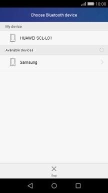 Press the required Bluetooth device and wait while the file is transferred.