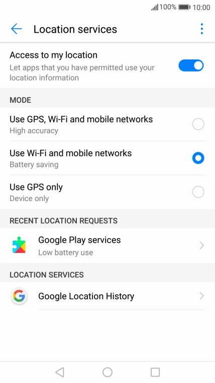 If you select Use GPS, Wi-Fi and mobile networks, your phone can find your exact position using the GPS satellites, the mobile network and nearby Wi-Fi networks. Satellite-based GPS requires a clear view of the sky.