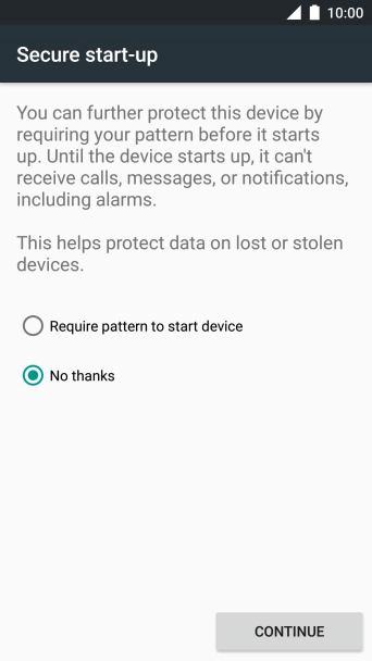 Press the required setting.