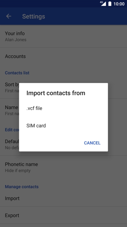 Press SIM card.