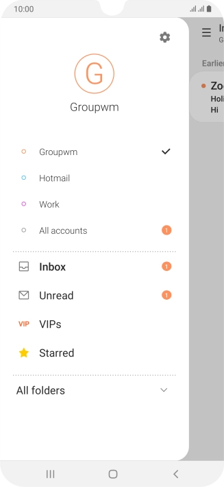 Press the required email account.
