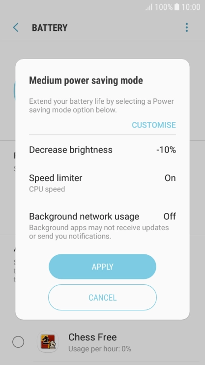 Press APPLY to turn on the function.