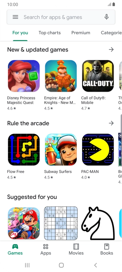 Press the search field.