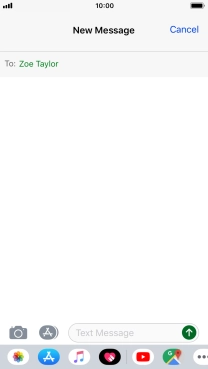 Press the text input field and write the text for your text message.