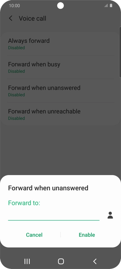 Key in (prefix) 5 (your phone number) and press Enable.