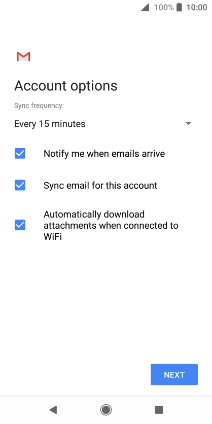 If this screen is displayed, you email account has been recognised and set up automatically. Follow the instructions on the screen to key in more information and finish setting up your phone.