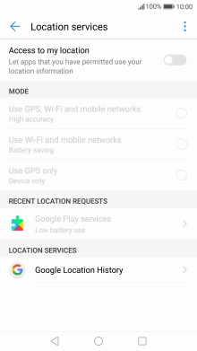 Press Access to my location to turn the function on or off.