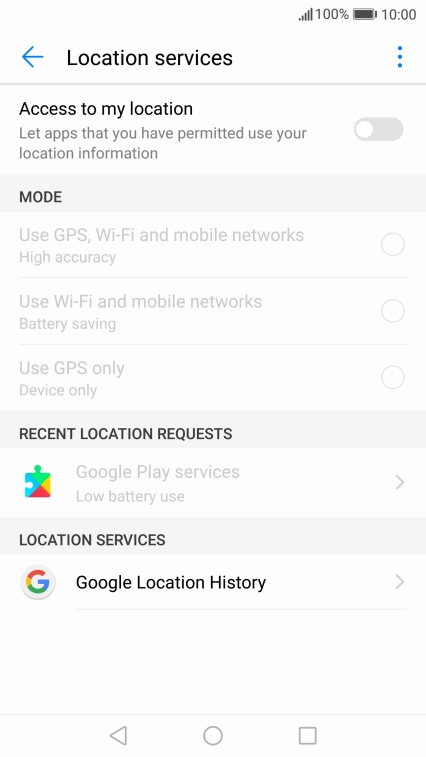 Press Access to my location to turn the function on or off.