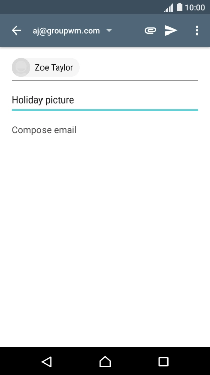 Press the text input field and write the text for your email message.