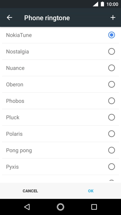 Press the add ring tone icon and go to the required ring tone.