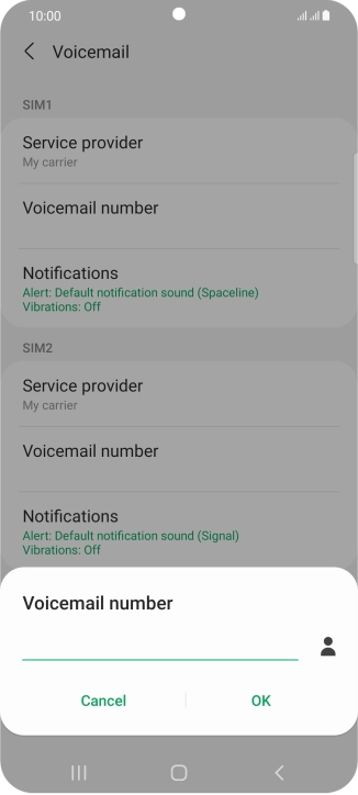 Key in (prefix) 5 (your phone number) and press OK.