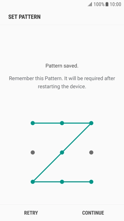 Slide your finger across the screen to connect at least four points and press CONTINUE.