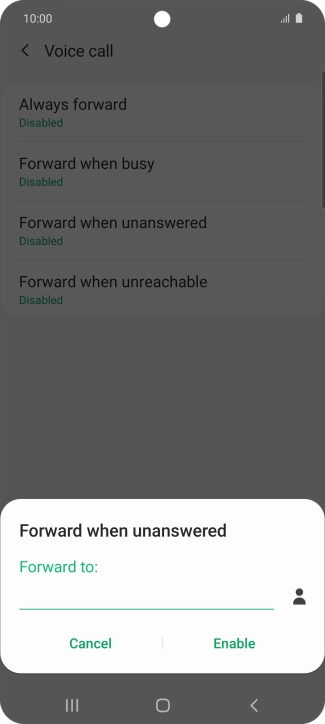 Key in (prefix) 5 (your phone number) and press Enable.