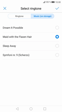 Once you've found a ring tone you like, press the confirm icon.