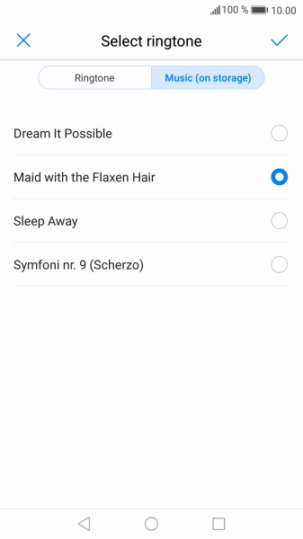 Once you've found a ring tone you like, press the confirm icon.