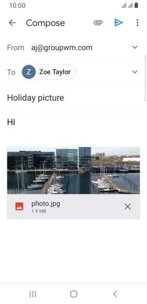 Press the send icon when you've finished your email message.