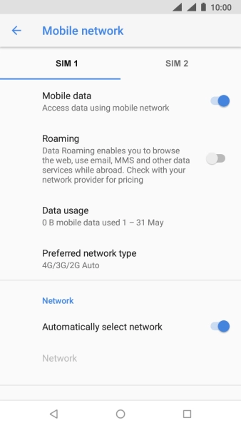 Press Preferred network type.