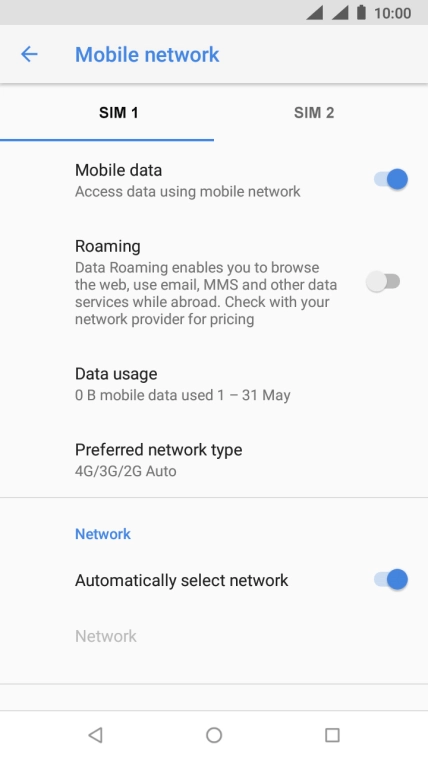 Press Preferred network type.