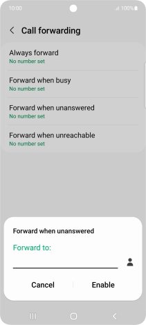 Key in (prefix) 5 (your phone number) and press Enable.