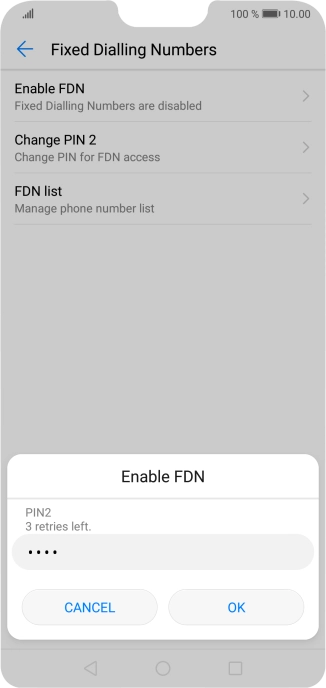 Key in your PIN2 and press OK.
