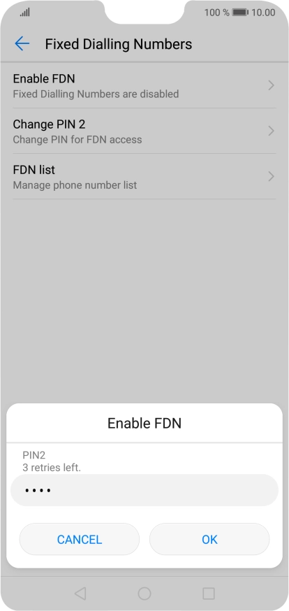 Key in your PIN2 and press OK.