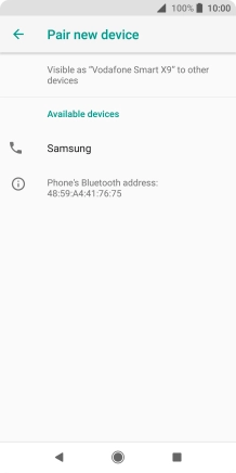 Press the required Bluetooth device and follow the instructions on the screen to pair the device with your phone.