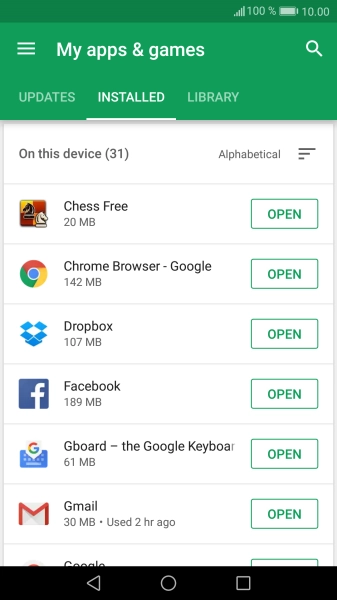 Press the required app.