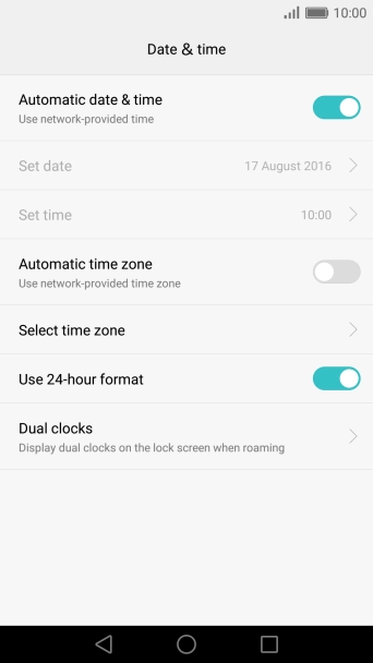 Press Automatic time zone to turn on the function.
