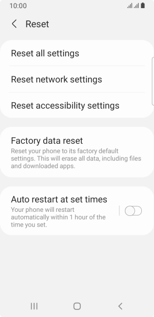 Press Factory data reset.